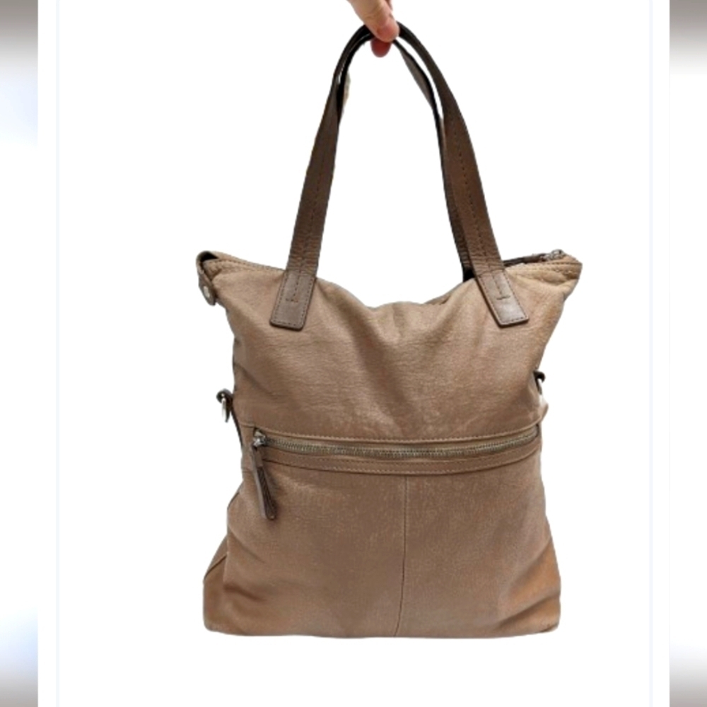 Danier taupe leather crossbody tote bag